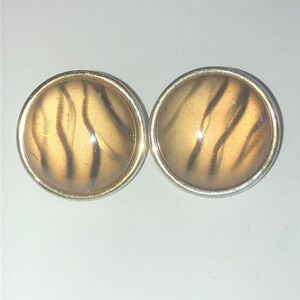 Vintage Round Dome Funky Retro Boho Clip On Earrings